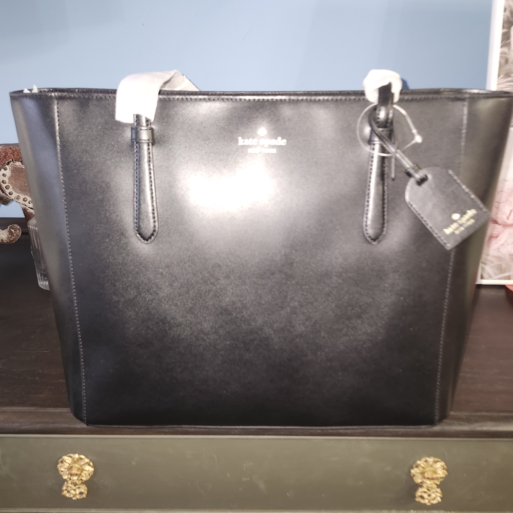 Kate Spade Black Leather Medium Tote‎